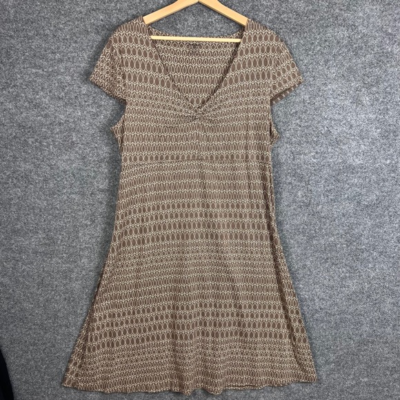 Toad&Co Dresses & Skirts - Toad&Co A-Line Dress Womens XL Brown Good Geometric V-Neck Organic Cotton Blend